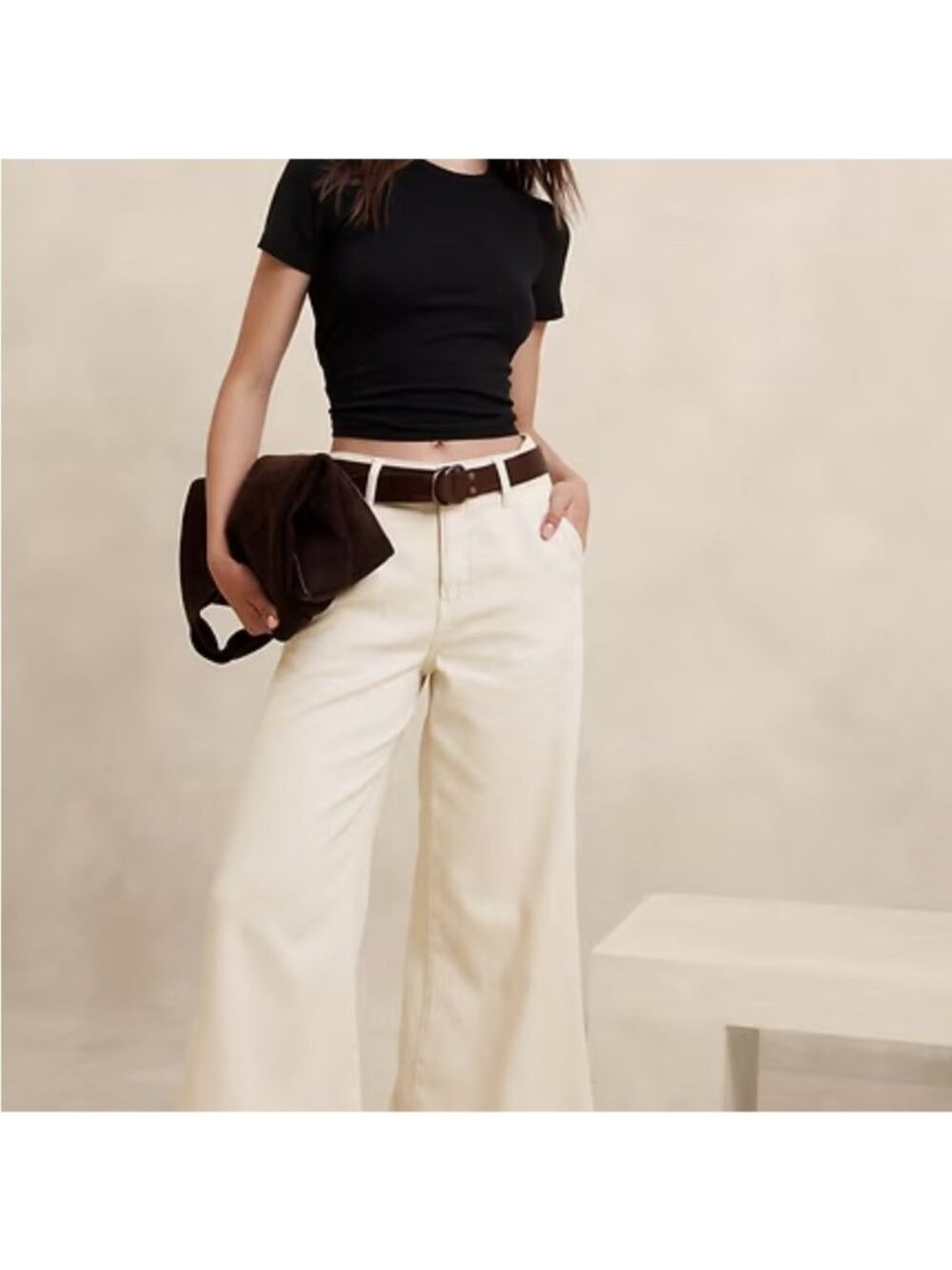 Banana Republic Ultra High-Rise Wide Leg Pants Beige Size 34/18 Casual